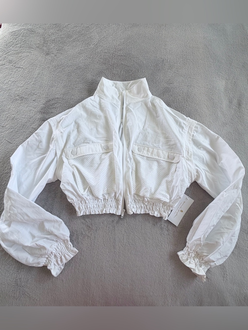 Spiritual Gangster White Cropped Bomber Jacket